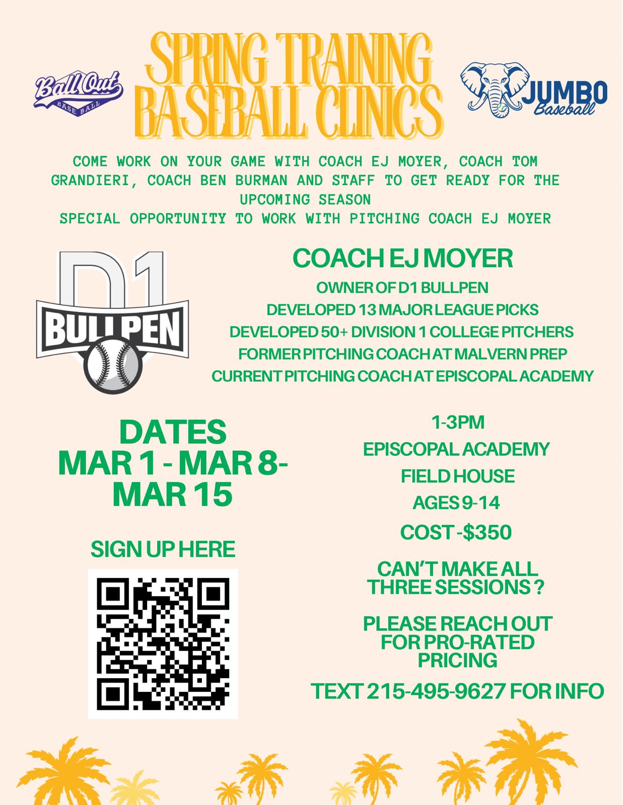 Spring training series in Media PA offered by Ball Out Baseball Camps